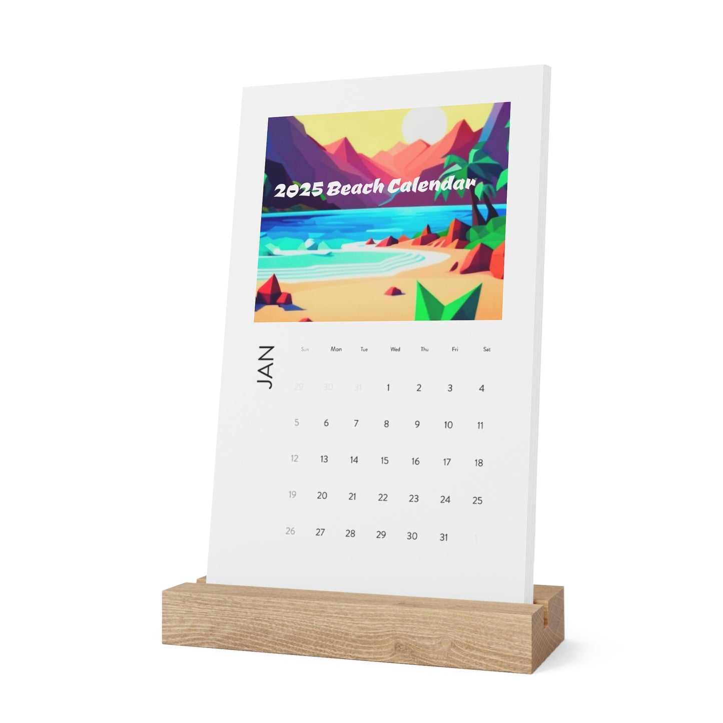 2025 Beach Vertical Desk Calendar