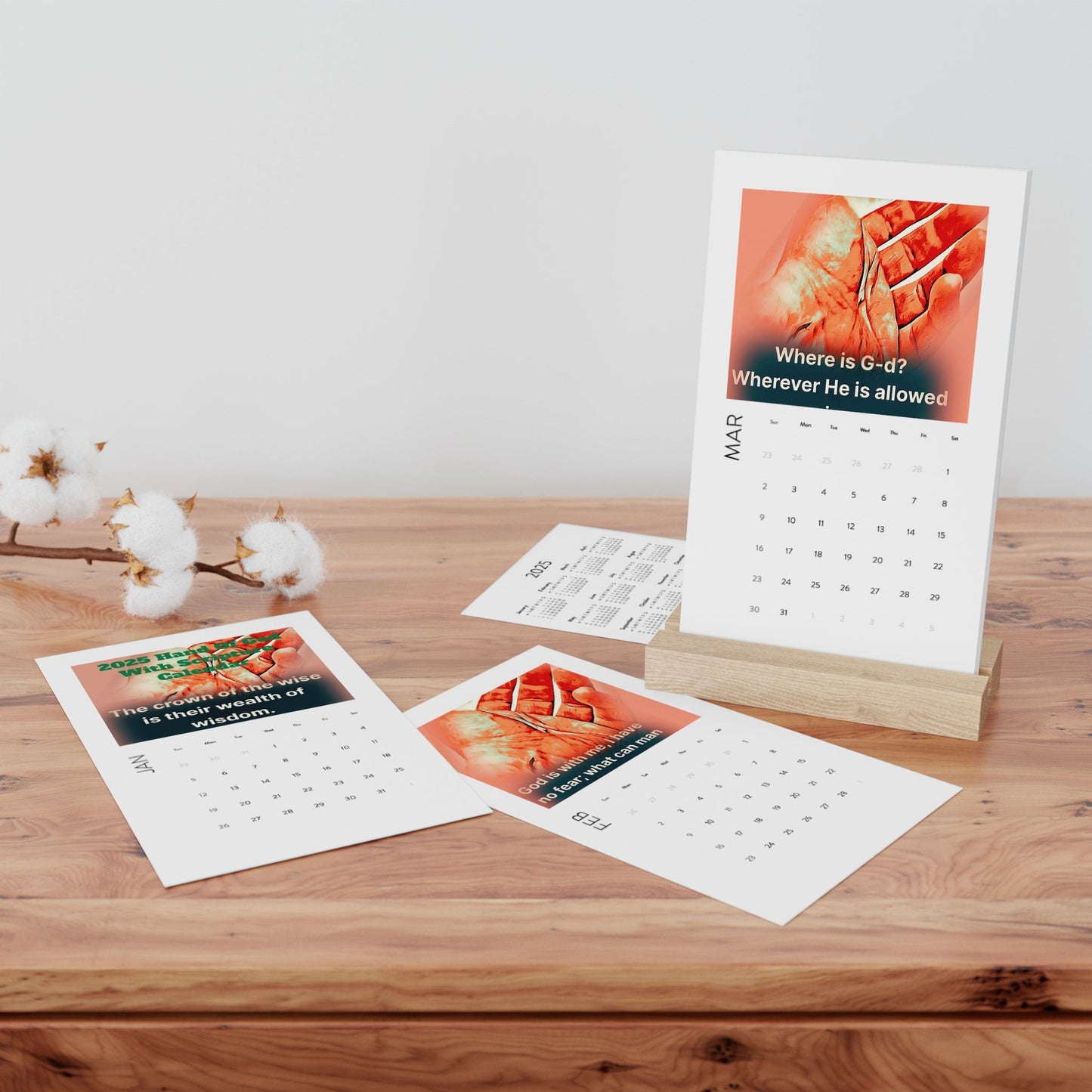 2025 Hand Of God With Scripture Vertical Desk Calendar